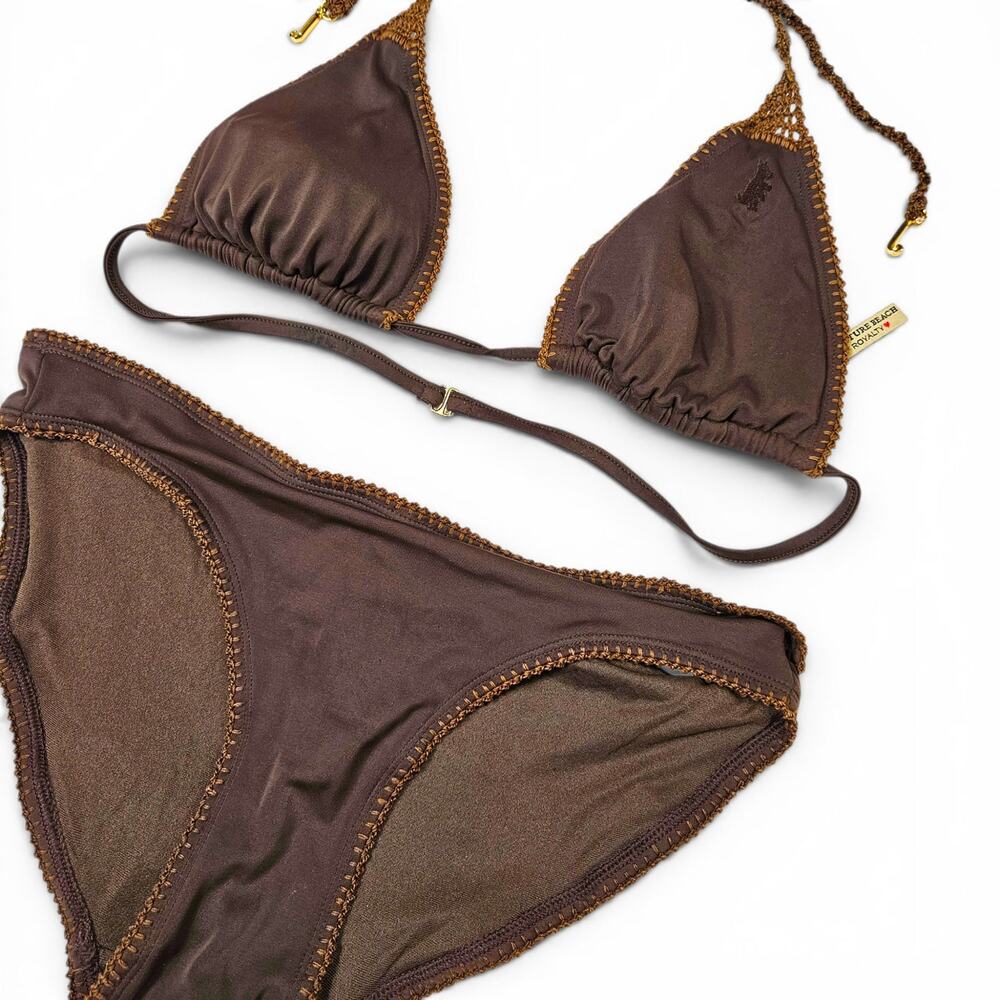 Y2k Juicy Couture Brown Bikini Crochet Details - Medium - Picture 3 of 10